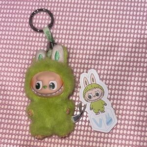 Authentic popmart labubu V Green Furry Monster Keychain for Pets